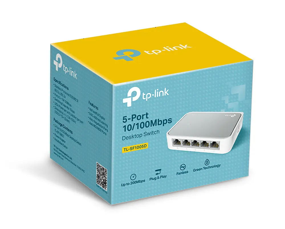 TP-Link Desktop Switch, 5 Ports, 100Mbps, White, TL-SF1005D