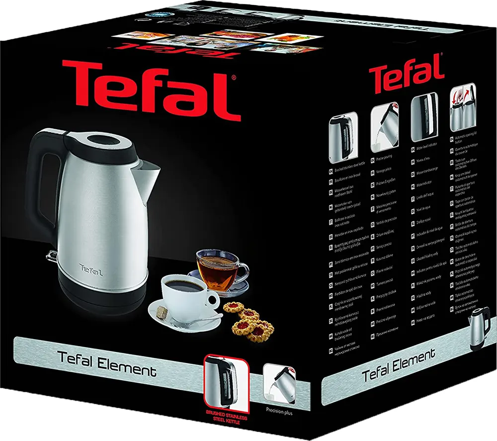 Stainless Electric Kettle Tefal, 1.7 Liter, 2400W, Stainless, KI280D10