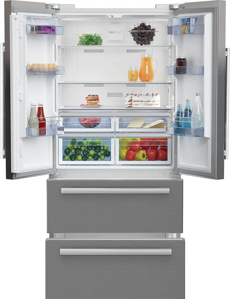 Beko Refrigerator, No Frost, 605 Liters, Inverter, 4 Doors, French Door, Digital Screen, Stainless Steel, GNE60500X