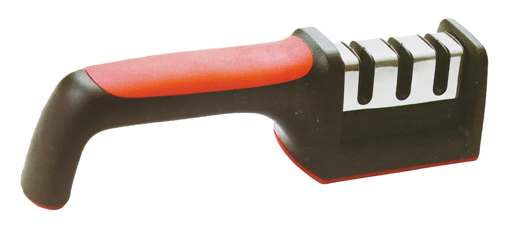 Stainless steel manual knife sharpener - black and red