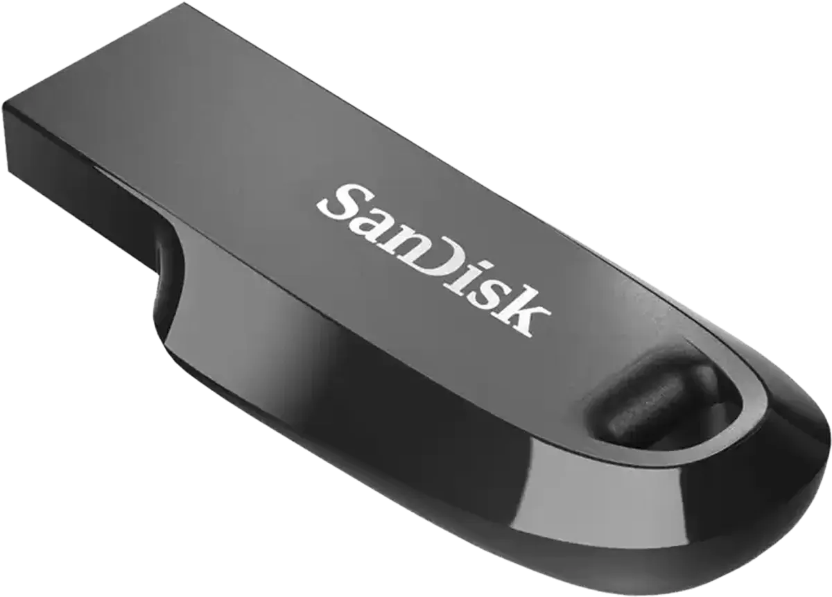 SanDisk Ultra Curve Flash Drive, 64GB, USB 3.2, Black, SDCZ550-064G-G46