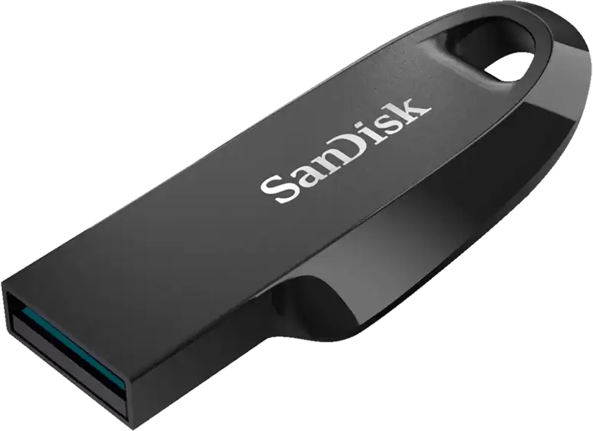 SanDisk Ultra Curve Flash Drive, 64GB, USB 3.2, Black, SDCZ550-064G-G46