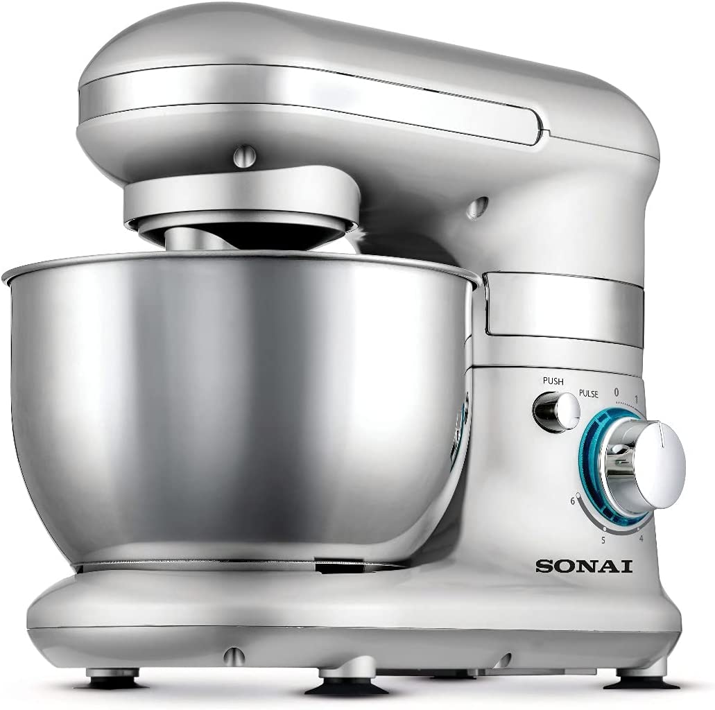 Sonai Stand Mixer, 600 Watt, 4 Liters, 6 Speeds, Silver, SH-M770