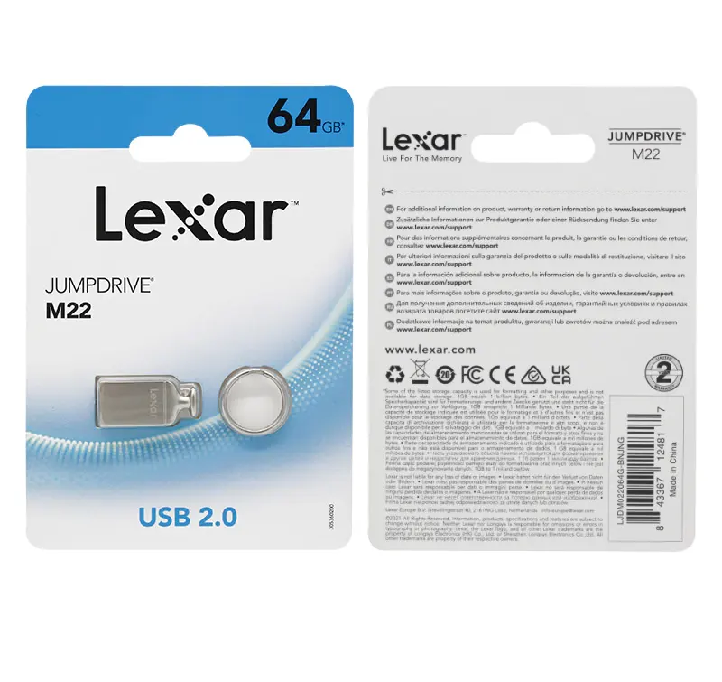 فلاش ميموري ليكسار JumpDrive® M22، بسعة 64 جيجابايت،  USB 2.0، فضي، LJDM022064G-BNJNG