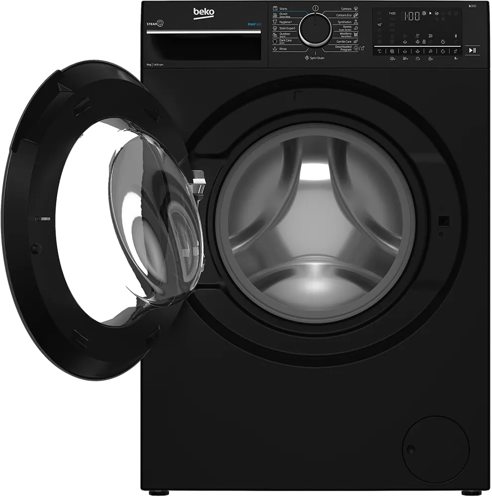 Beko Full Automatic Washing Machine 9 KG, 1400 RPM, Digital, Steam, Inverter, Black, B3WFU50940BCI