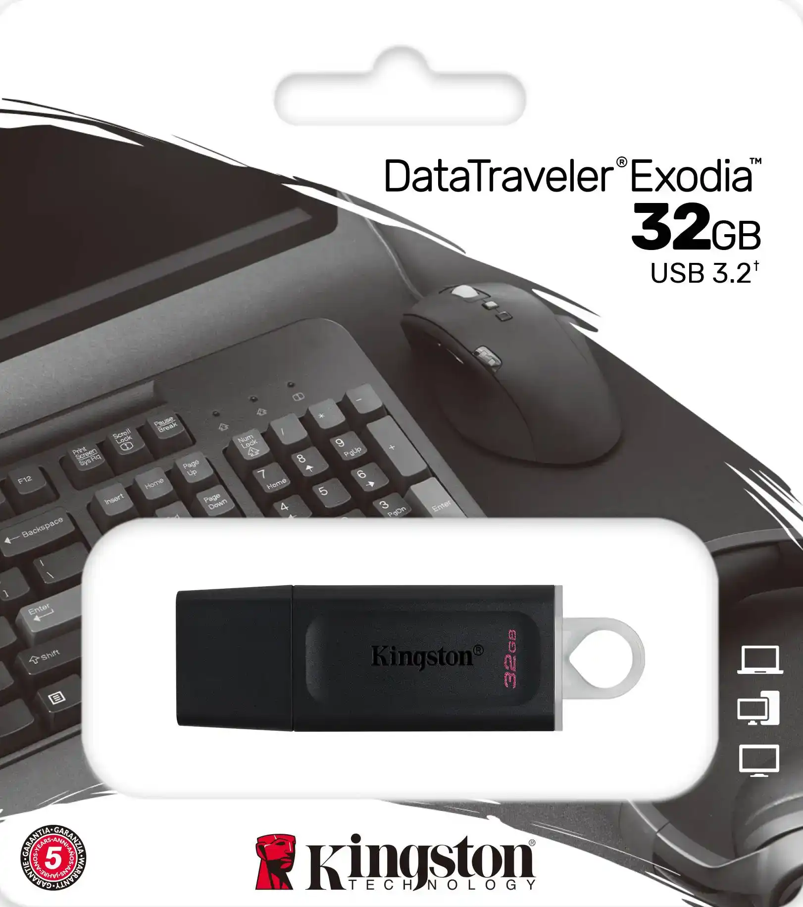 Kingston Exodia Flash Memory, 32GB, USB 3.2, Black, DTX-32GB