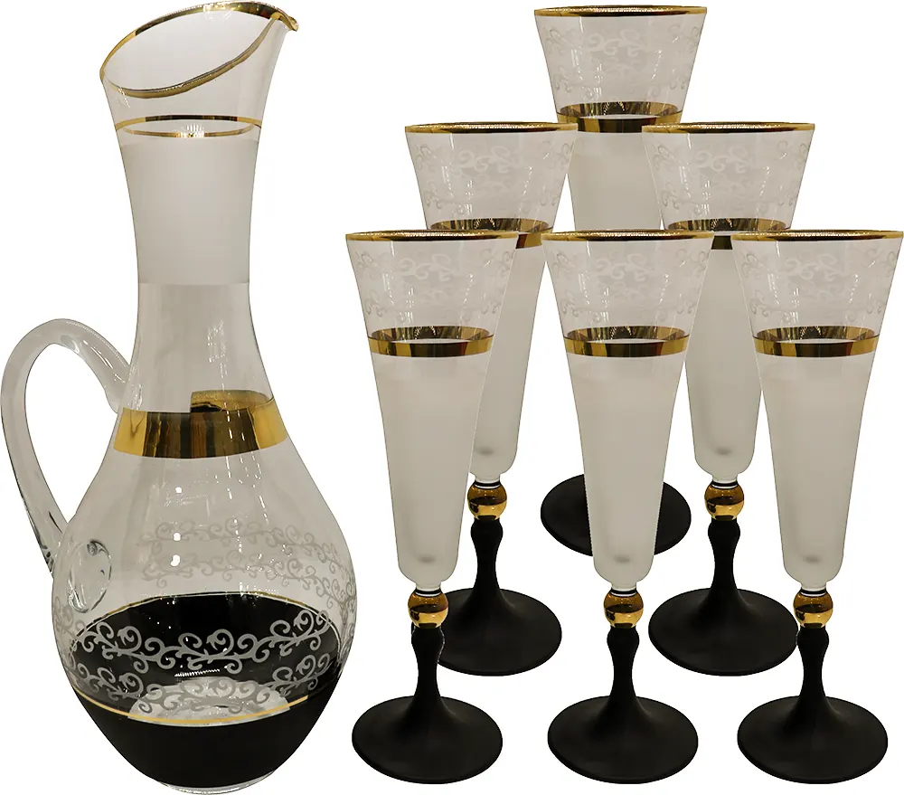 طقم شربات 7  قطع فيجو فرح الإسراء _ شفاف مدهب