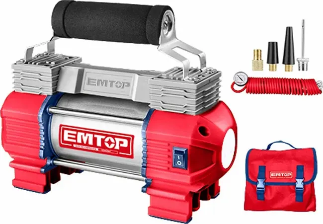 Car Compressor 2-Piston,EMTOP, 12V, Red, EAAC4501