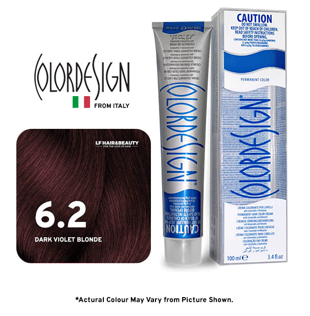Color Design Permanent Hair Color 6.2 Dark Violet Blonde 100ml