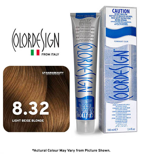 صبغة شعر دائمة كولور ديزاين 8.32 أشقر بيج فاتح 100 مل