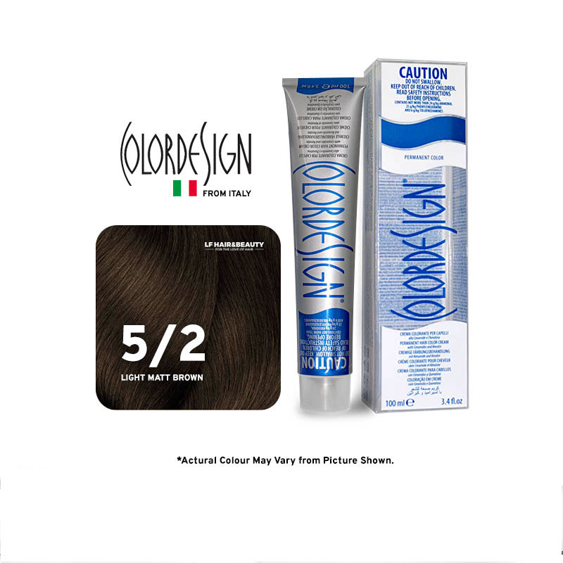 صبغة شعر دائمة من كولور ديزاين، 5-2 بني فاتح مات، 100 مل
