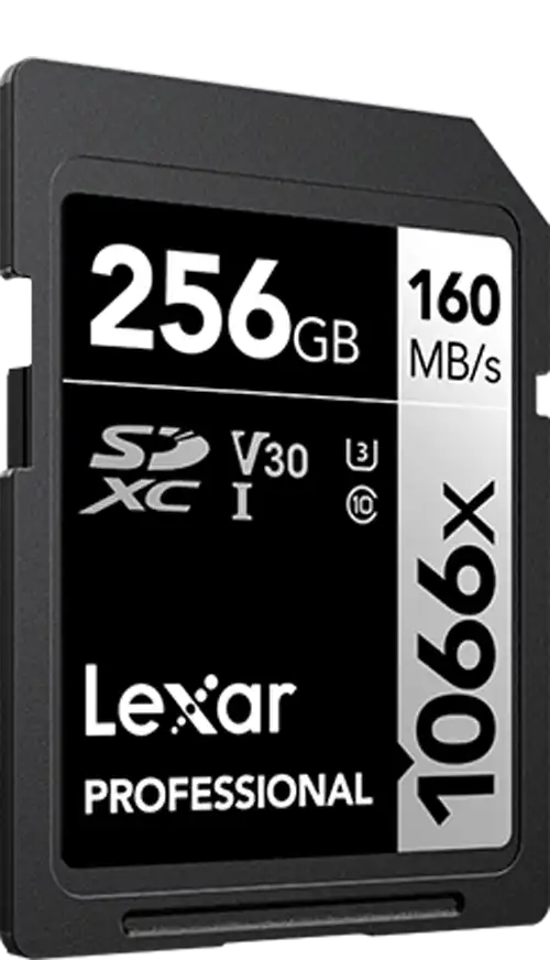 Lexar Professional Memory Card, 256GB, 1066x SDXC™ UHS-I, 160MB Speed, LSD1066256G-BNNNG