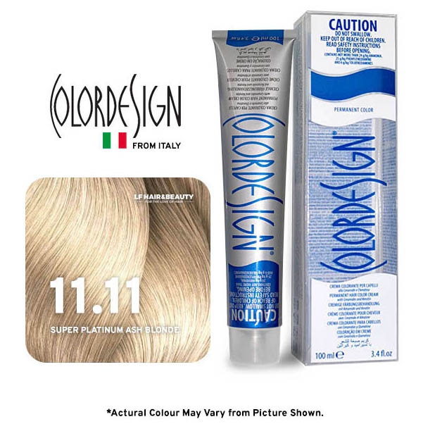 Color Design Permanent Hair Color 11.11 Super Platinum Ash Blonde 100ml