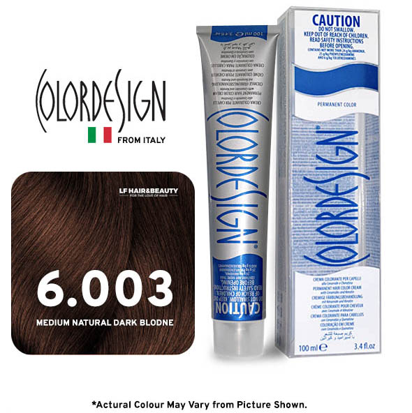 Color Design Permanent Hair Color 6.003 Medium Natural Dark Blonde 100ml