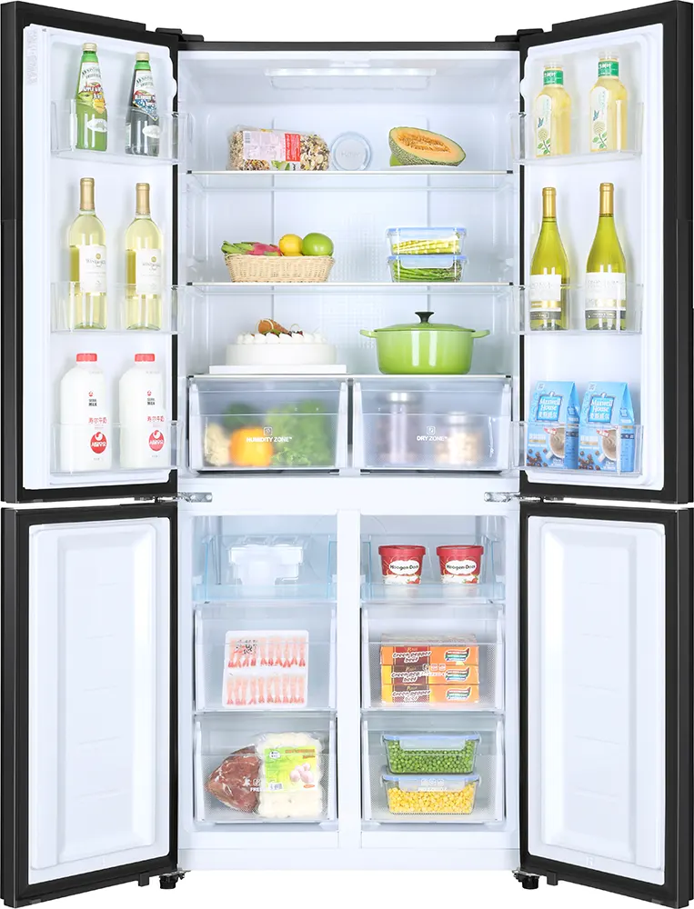 Haier Refrigerator, No Frost, 456 Liters, Inverter, 4 Doors, Digital Screen, Black Glass, HRF-530TDBG