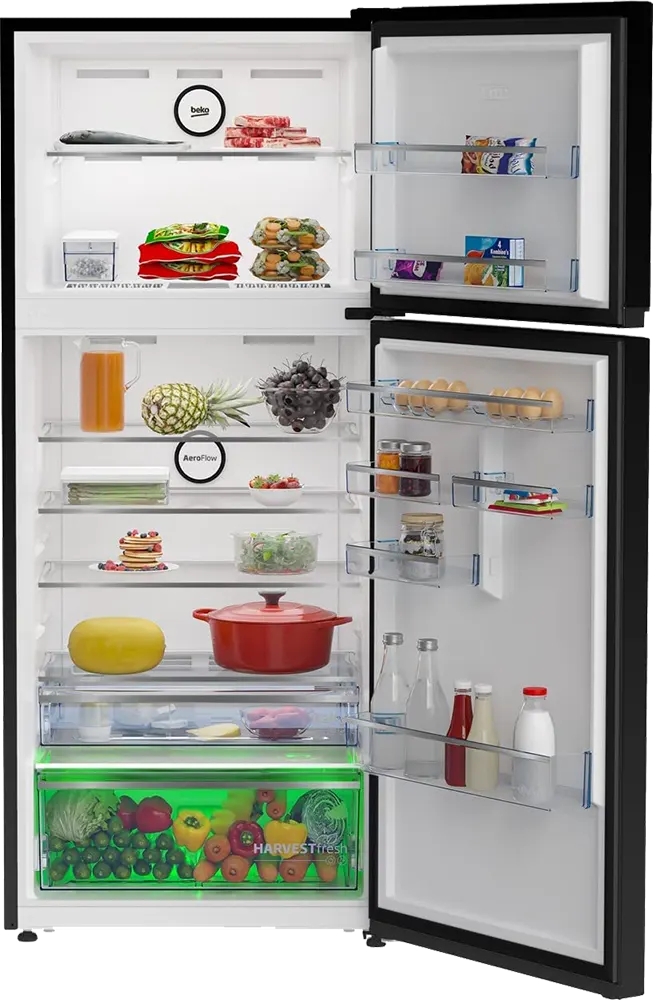 Beko Refrigerator, No Frost, 590 Liters, Inverter, 2 Doors, Digital Screen, Black, B3RDNE590ZB
