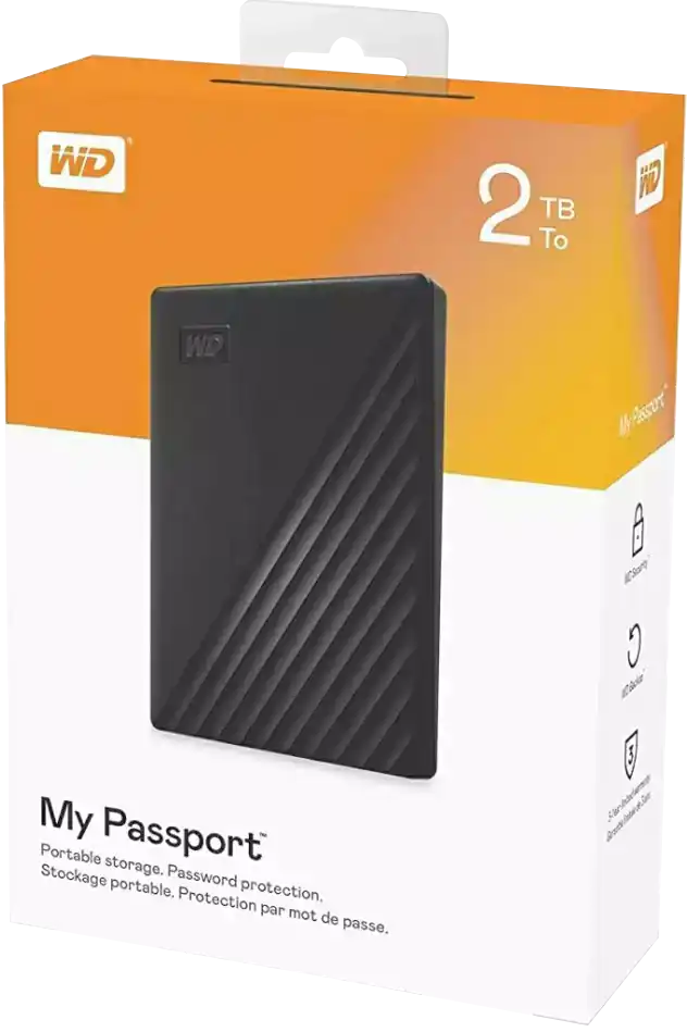ويسترن ديجيتال ™My Passport هارد ديسك HDD، بسعة 2 تيرابايت، WDBYVG0020BBK، أسود