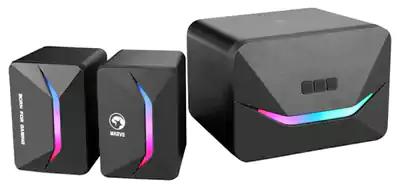 Marvo 2B Wired Speaker, RGB Lighting, Black, SG-235