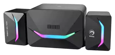 Marvo 2B Wired Speaker, RGB Lighting, Black, SG-235