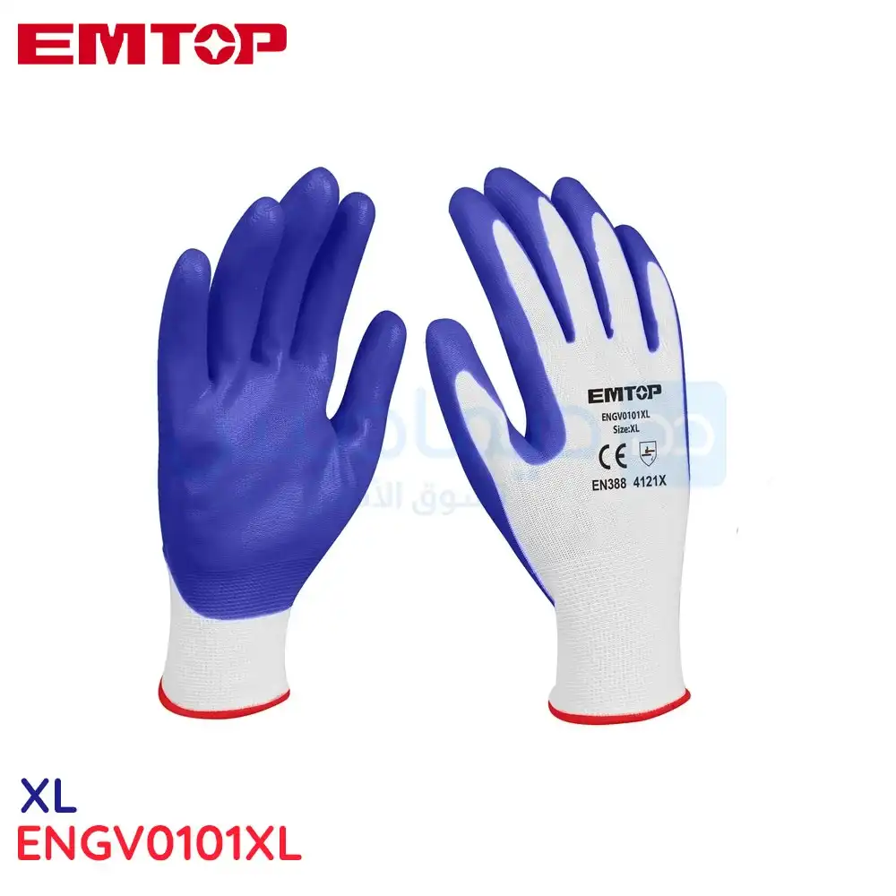 جوانتي مطلي بال نيتريل بالكامل ام توب، XL ، أزرق و أبيض، ENGV0101XL