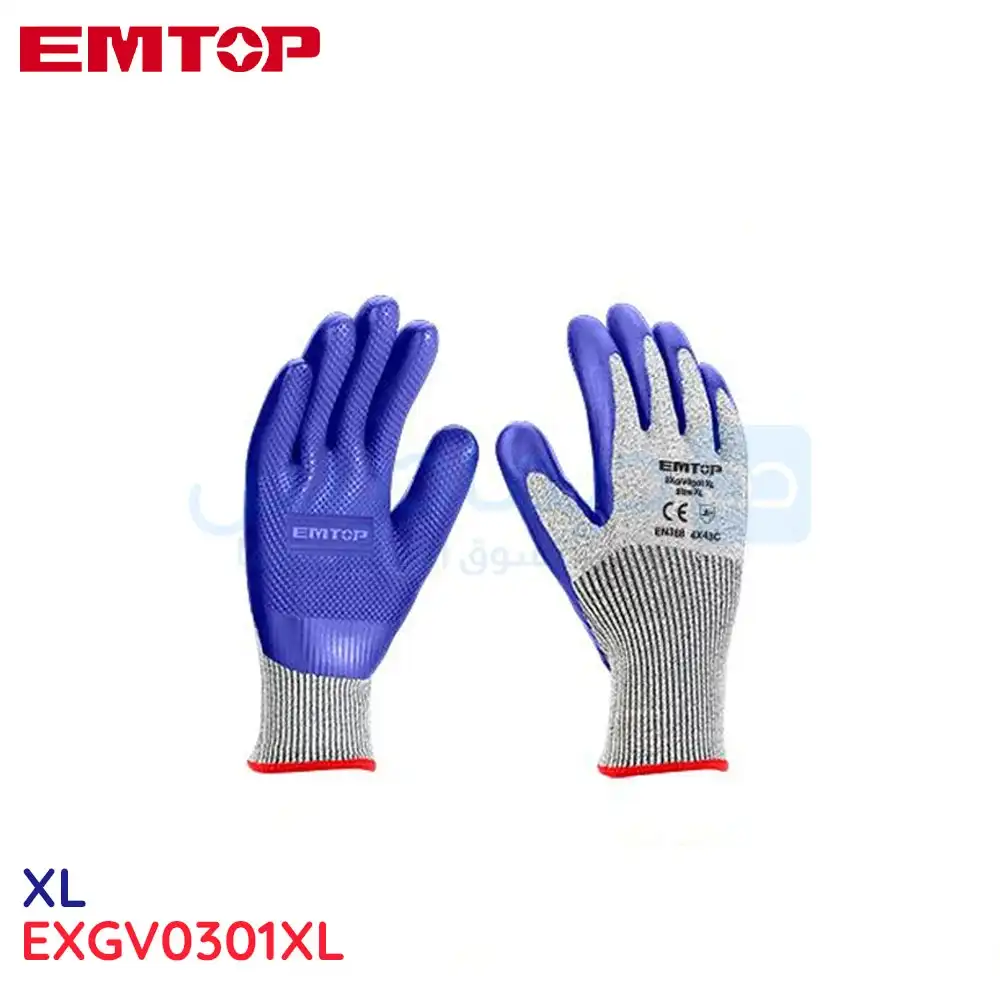 جوانتي الأعمال الشاقة ضد القطع ام توب، XL ، أزرق و أبيض، EXGV0301XL