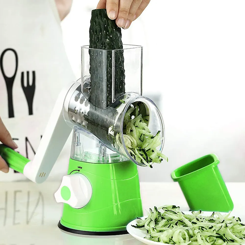 Versatile Manual Onion And Vegetable Slicer 10-in-1  - Green