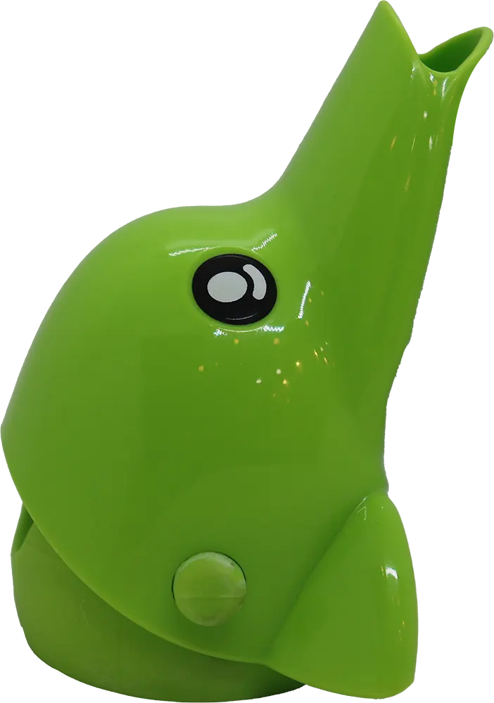 Plastic basin faucet connector in the shape of a duck - green