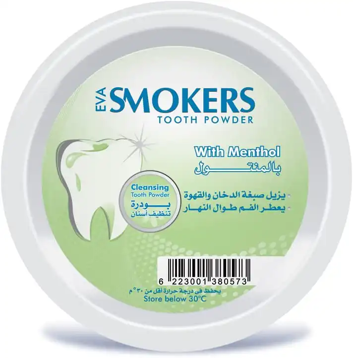 Eva Smokers Menthol Tooth Powder, 40g.