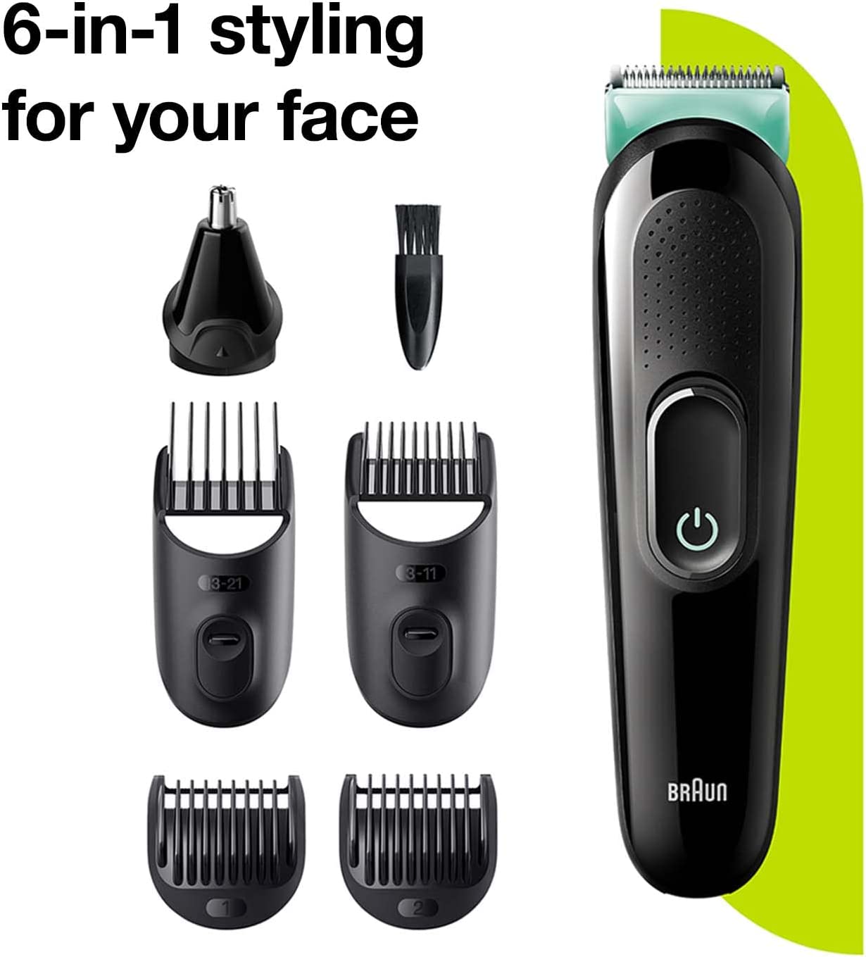 Braun Electric Shaver for Men, 6 in 1, Black, MGK3321
