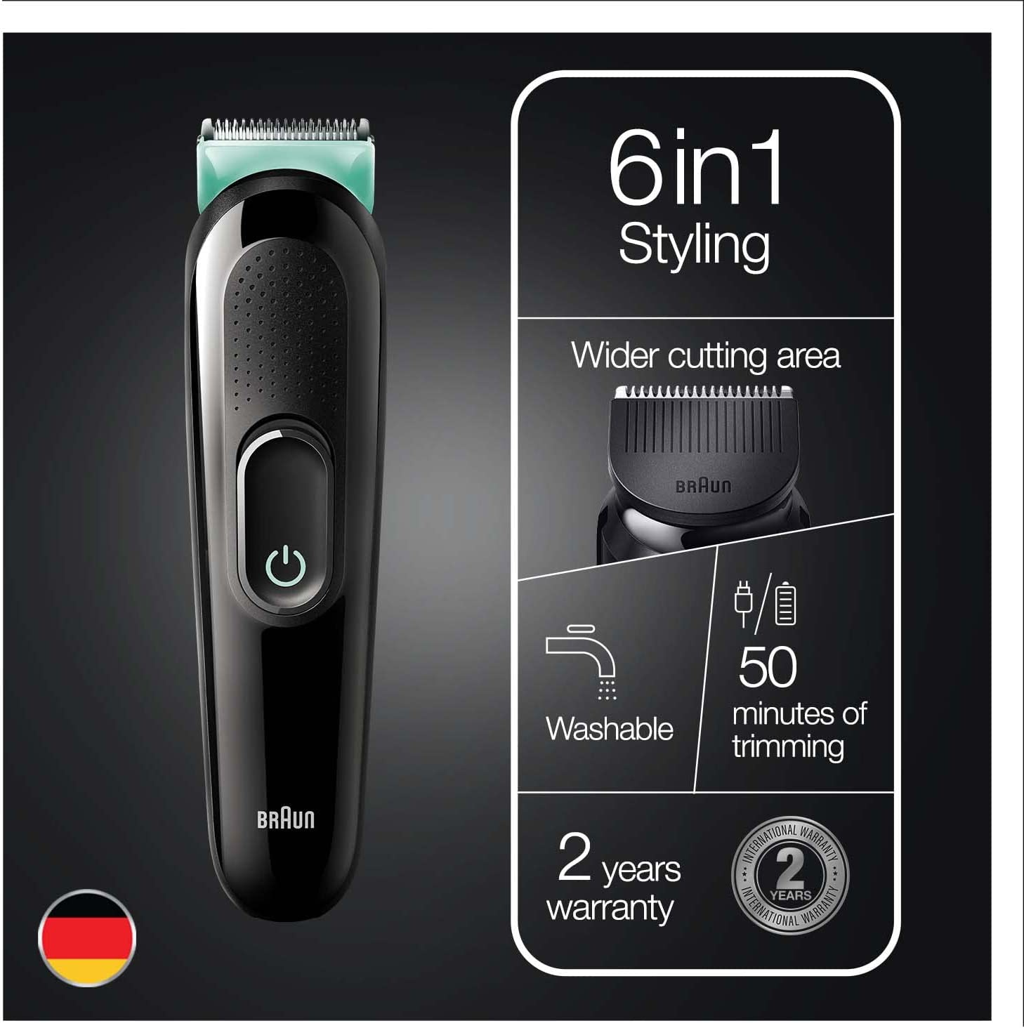 Braun Electric Shaver for Men, 6 in 1, Black, MGK3321