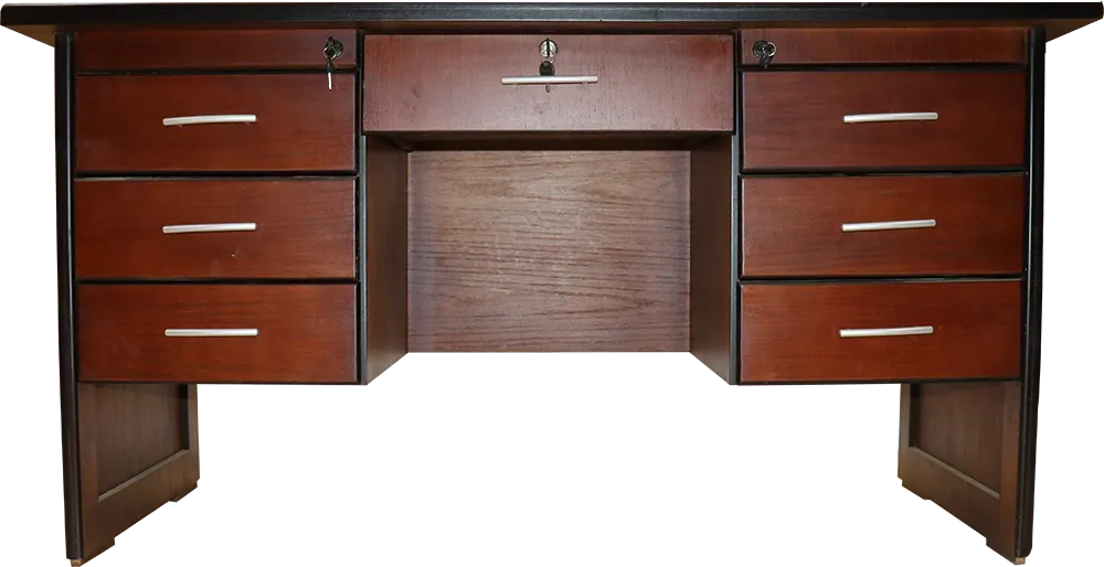 Wooden desk in a modern, modern style, 150 cm, suitable for work and home offices, beech wood - brown