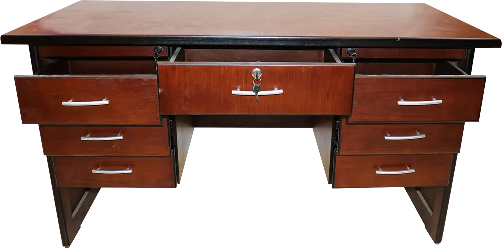 Wooden desk in a modern, modern style, 150 cm, suitable for work and home offices, beech wood - brown