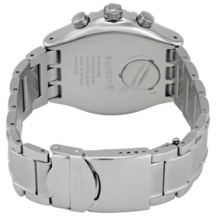 SWATCH Men's Round Shape Stainless steel Strap Analog Wrist Watch, Silver , YVS438G