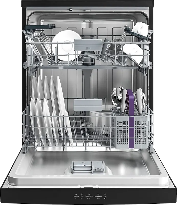 Beko Dishwasher 14 Places, 60 cm, 5 Programs, Digital, Hygiene Intense, Black, BDFN15420B