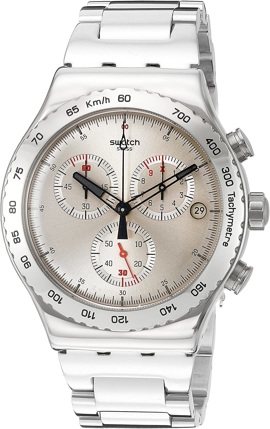 SWATCH Men s Round Shape Stainless steel Strap Analog Wrist Watch Silver YVS405GC Elghazawy Shop