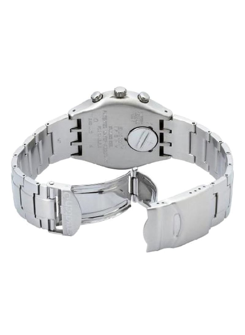 SWATCH Men's Round Shape Stainless steel Strap Analog Wrist Watch, Silver , YVS405GC