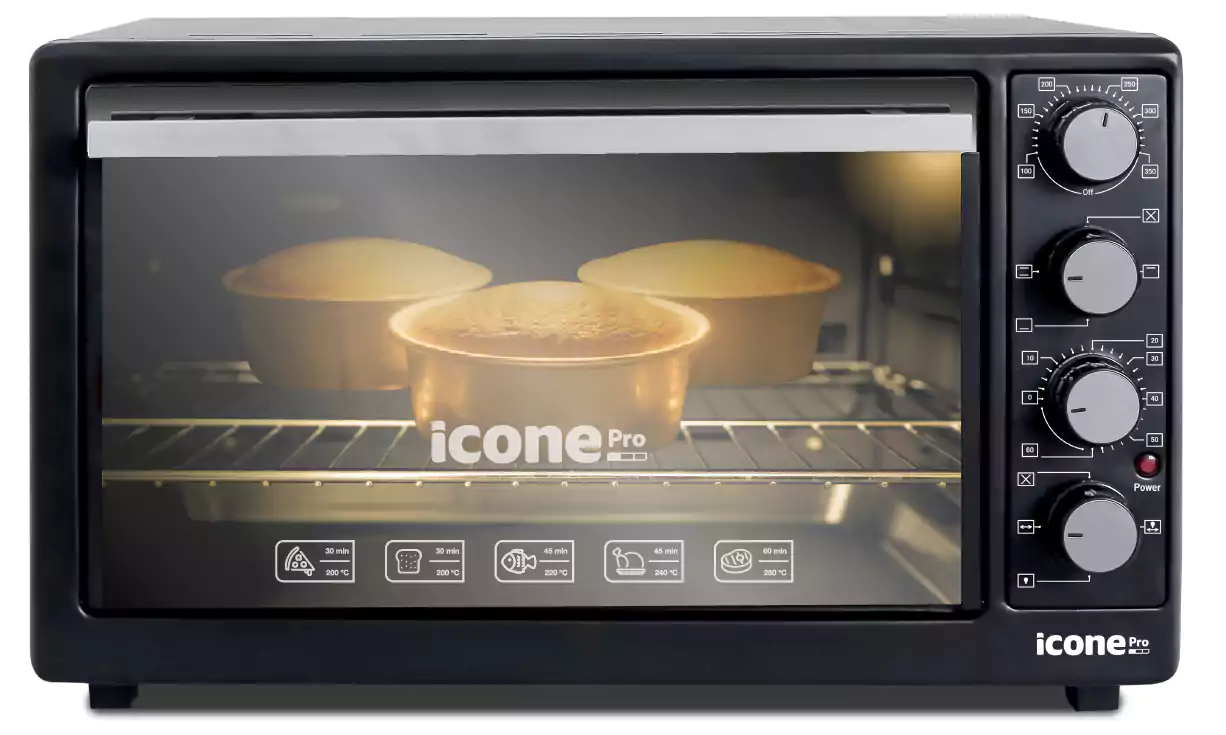 Icone Electric Oven 50 Liters with Grill, 2000 Watt, Black ICO50CRL-B-ST