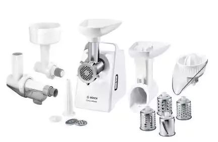 Bosch Meat Grinder 2000 Watt, Stainless Discs, White MFW 3X18W