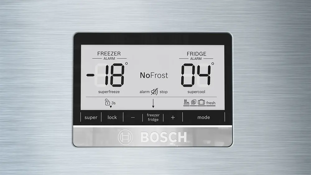 Bosch No Frost Refrigerator, 641 Liters, 2 Doors, Digital Screen, Silver, KDN86AI3E9