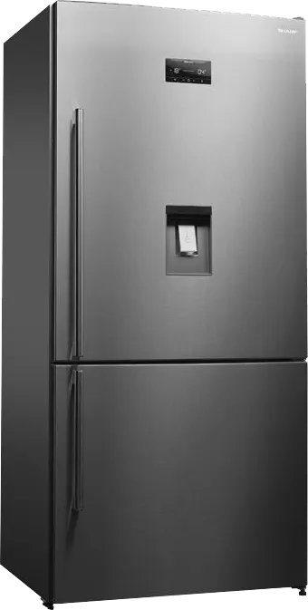 Sharp Refrigerator, No Frost, 656 Liters, 2 Doors, Digital Display, Faucet, Bottom Freezer, Silver, SJ-BG725D-SS