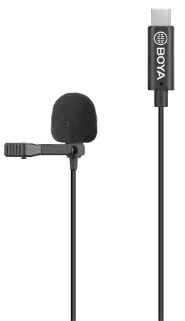 ميكروفون سلكي بويا، مكثف، مشبك، أسود،BY-M3