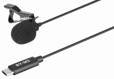 Boya Wired Condenser Microphone, Clip-on, Black, BY-M3