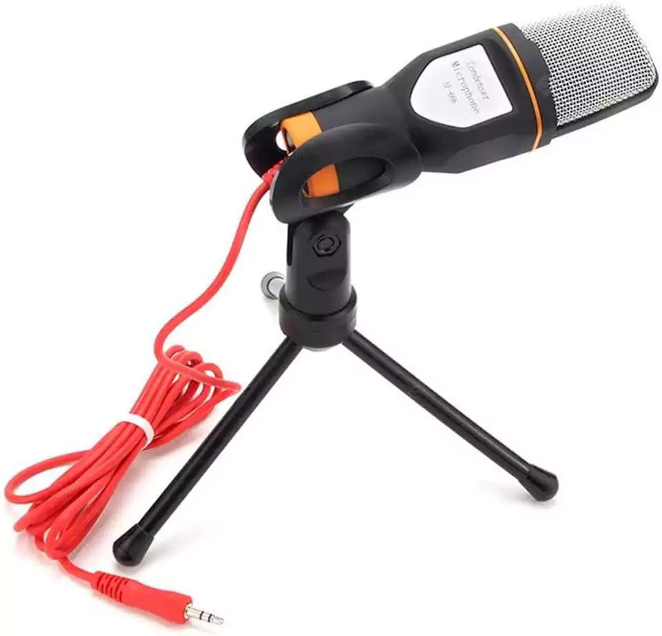 Wired Condenser Microphone with Tripod for Computer Use, Black, SF-666