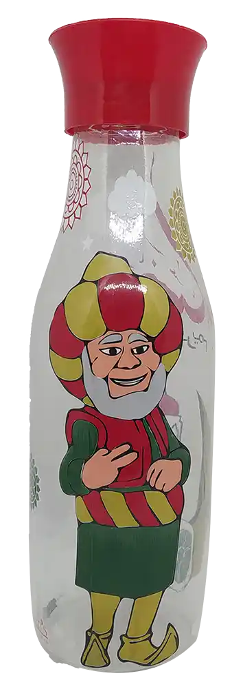 زجاجة مياه زجاج للثلاجة 1 لتر غطاء لف - شفاف