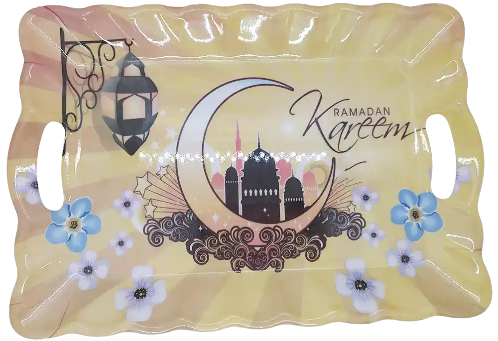 صينية تقديم شكل رمضاني مستطيل كبير - ألوان متعددة