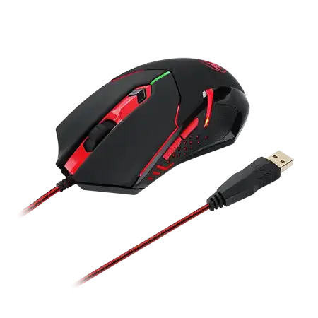 Redragon CENTROPHORUS Gaming Mouse, Wired, LED Lighting, 3200 DPI, Black x Red, M601-3