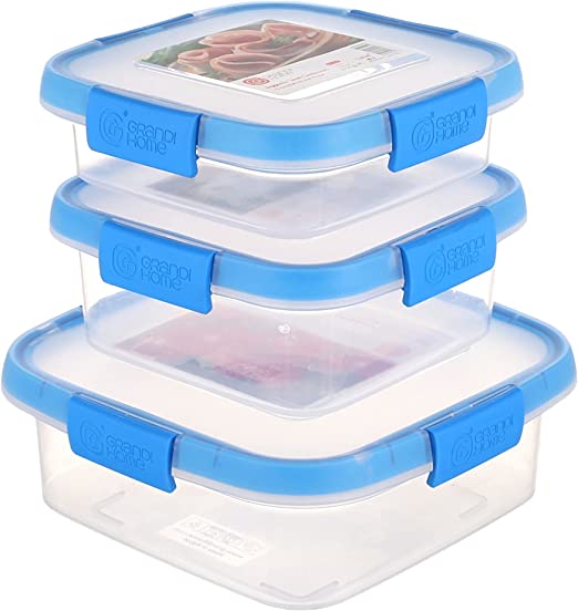 El Helal and Star Hygienic Square Refrigerator Set of 3 Plastic Pieces - Blue