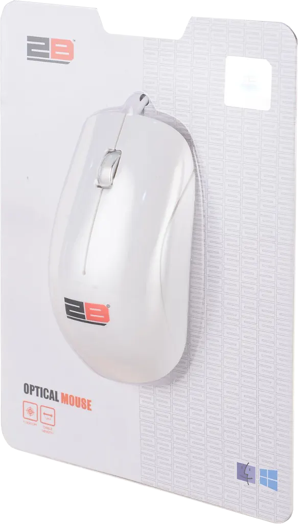 2B Wired mouse, 1 meter, 1000 DPI, white, MO17W