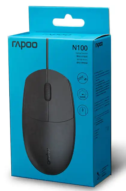 Rapoo Wired Mouse, N100, Black, MO004