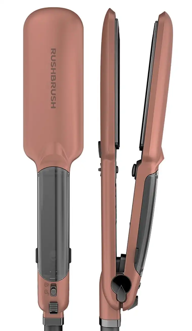 Rush Brush Hair Straightener, Tourmaline Ceramic Plates, Steam Technology, Rose Gold, X6